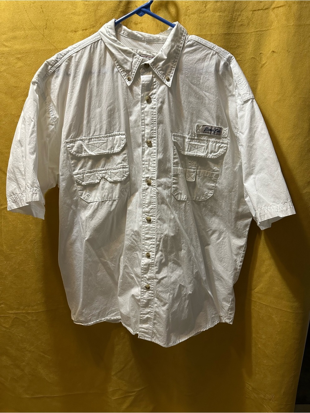 Men's White Short-Sleeve Button-Down Utility Shirt